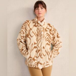 Haven Well Within Women's Cream and Brown Patterned Jacket Med